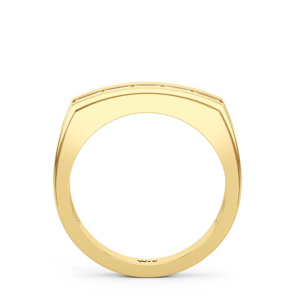 Diamond Channel Beveled Men's Ring with 18KT Yellow Gold / Lab / 5/8 Cut Diamond in 14KT Yellow Gold / Lab / 5/8 view 2
