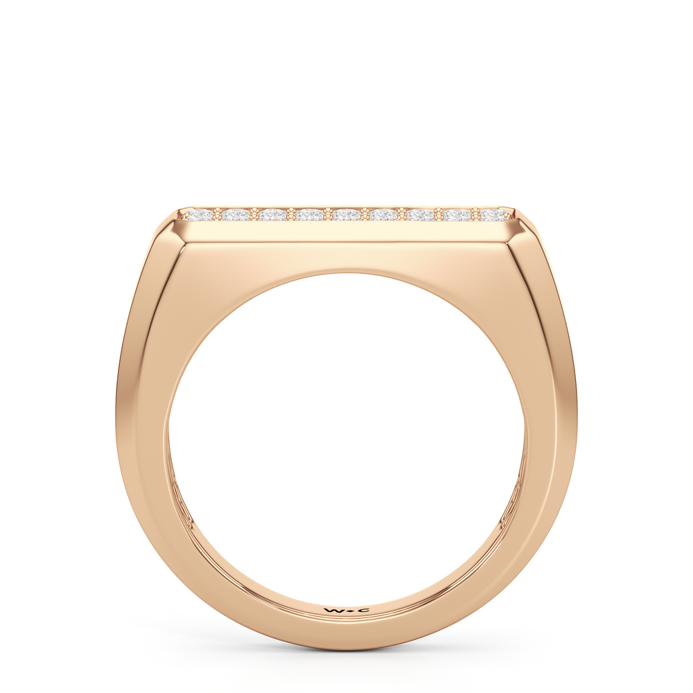 Octagonal Flat Top Diamond Pave Men's Ring with 18KT Rose Gold / Lab / 1/2 Cut Diamond in 14KT Rose Gold / Lab / 1/2 view 2
