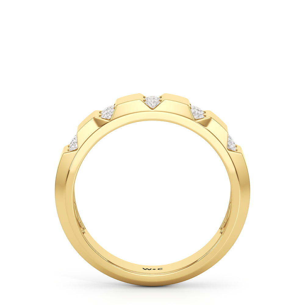 Ridged Channel Diamond Men's Ring with 18KT Yellow Gold / Lab / 1/2 Cut Diamond in 14KT Yellow Gold / Lab / 1/2 view 2
