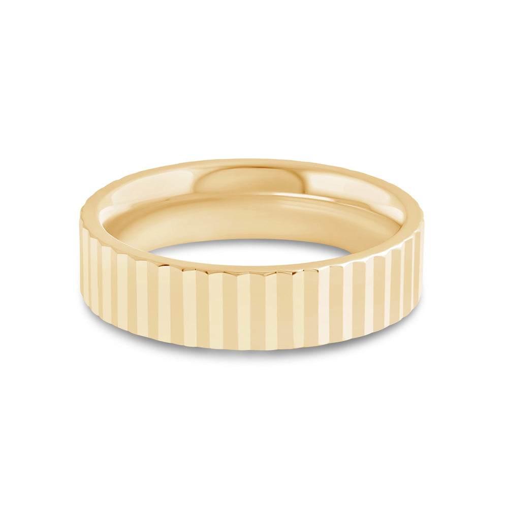 Fluted Men's Ring with 18KT Yellow Gold / 6 Cut Diamond in 14KT Yellow Gold / 6 view 1
