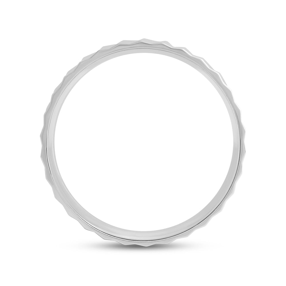 Fluted Slant Men's Ring with 18KT White Gold / 5 Cut Diamond in 14KT White Gold / 5 view 2
