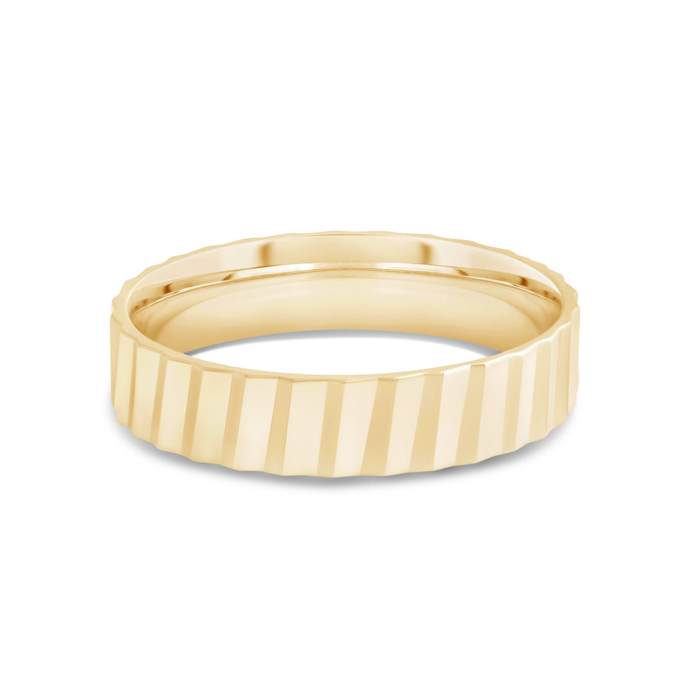 Fluted Slant Men's Ring with 18KT Yellow Gold / 5 Cut Diamond in 14KT Yellow Gold / 5 view 1
