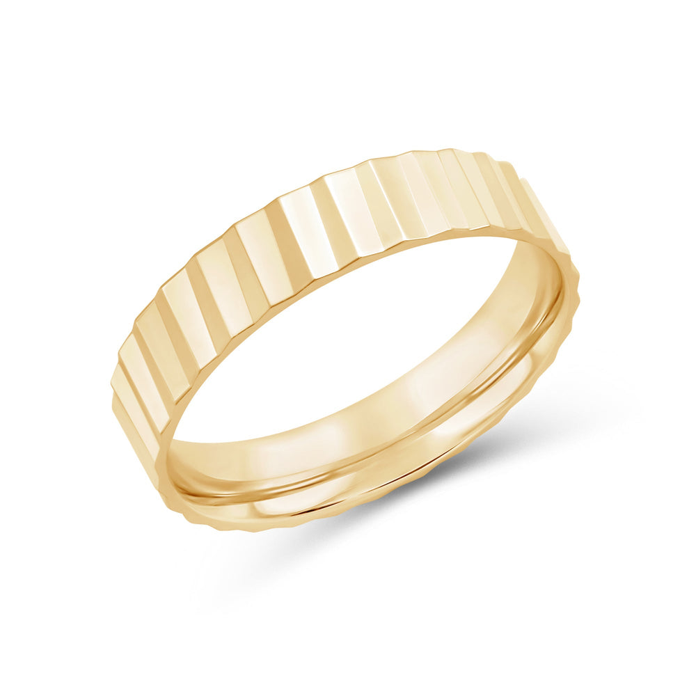 Fluted Slant Men's Ring with 18KT Yellow Gold / 5 Cut Diamond in 14KT Yellow Gold / 5 view 4
