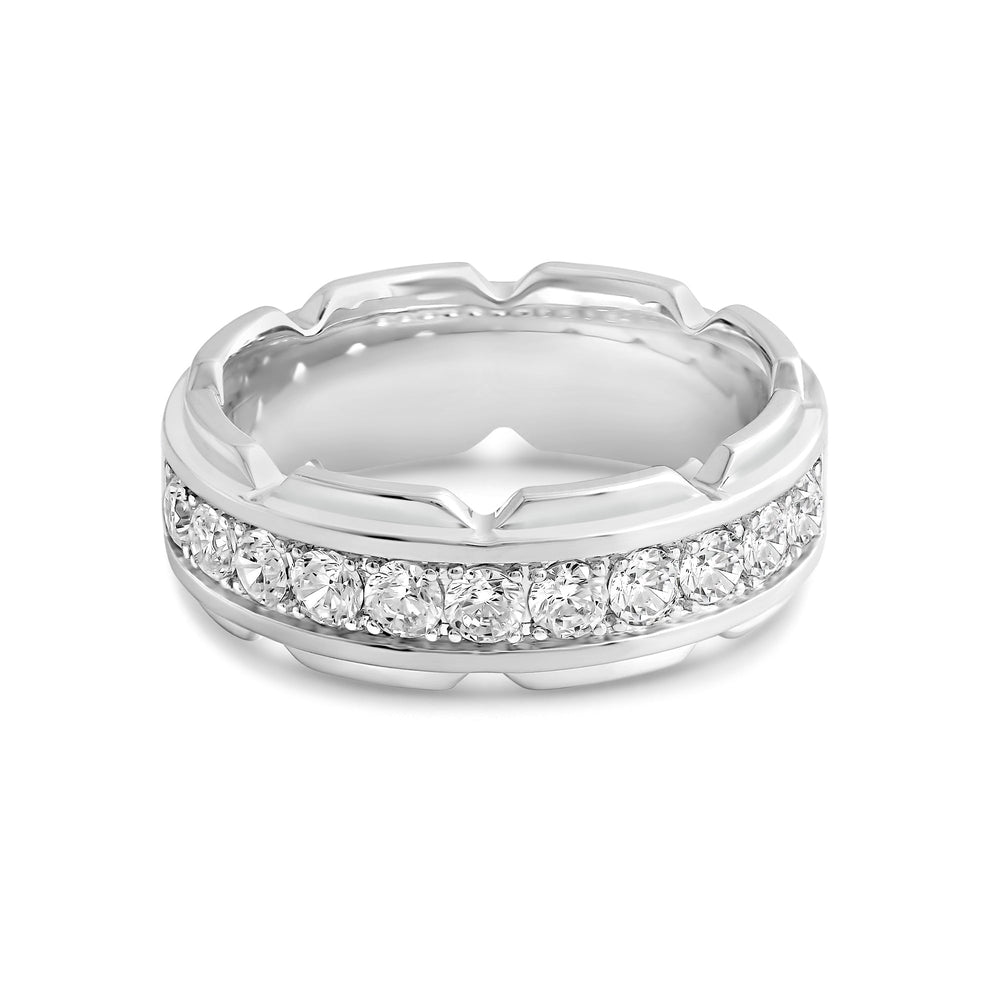 V Frame Men's Ring with 18KT White Gold / Lab / 1 1/8 Cut Diamond in 14KT White Gold / Lab / 1 1/8 view 1
