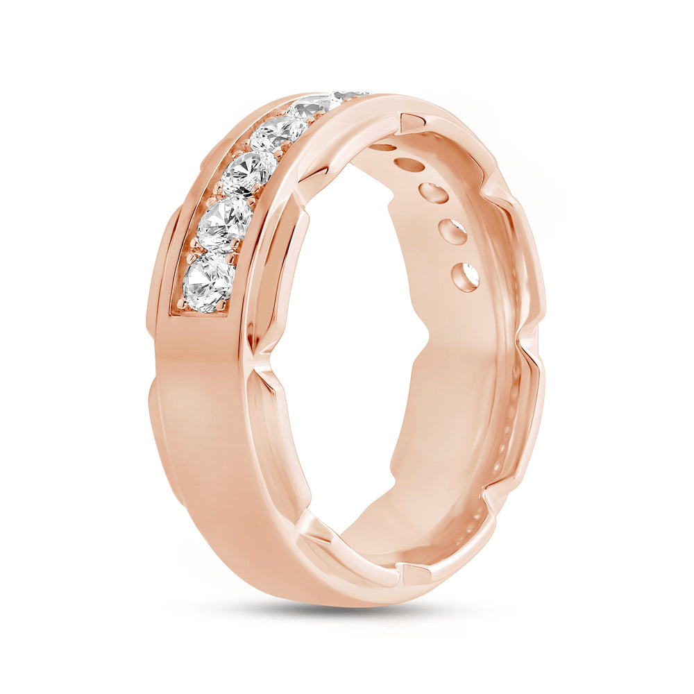 V Frame Men's Ring with 18KT Rose Gold / Lab / 1 1/8 Cut Diamond in 14KT Rose Gold / Lab / 1 1/8 view 4
