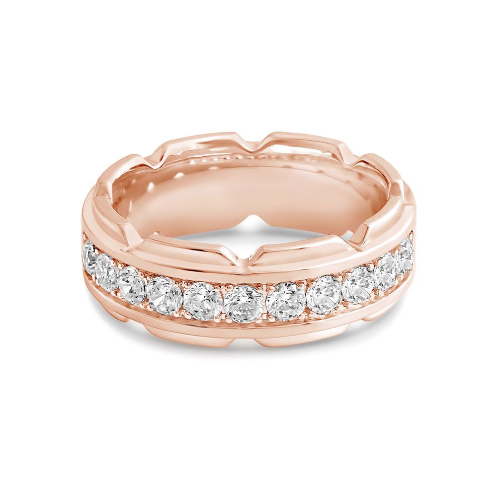 V Frame Men's Ring with 18KT Rose Gold / Lab / 1 1/8 Cut Diamond in 14KT Rose Gold / Lab / 1 1/8 view 1
