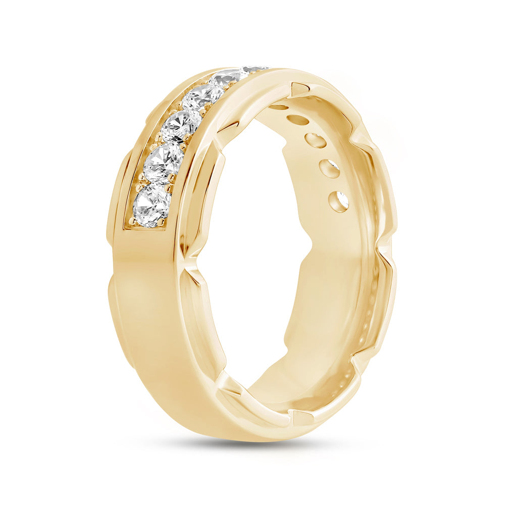 V Frame Men's Ring with 18KT Yellow Gold / Lab / 1 1/8 Cut Diamond in 14KT Yellow Gold / Lab / 1 1/8 view 4
