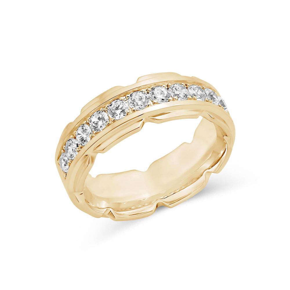 V Frame Men's Ring with 18KT Yellow Gold / Lab / 1 1/8 Cut Diamond in 14KT Yellow Gold / Lab / 1 1/8 view 3

