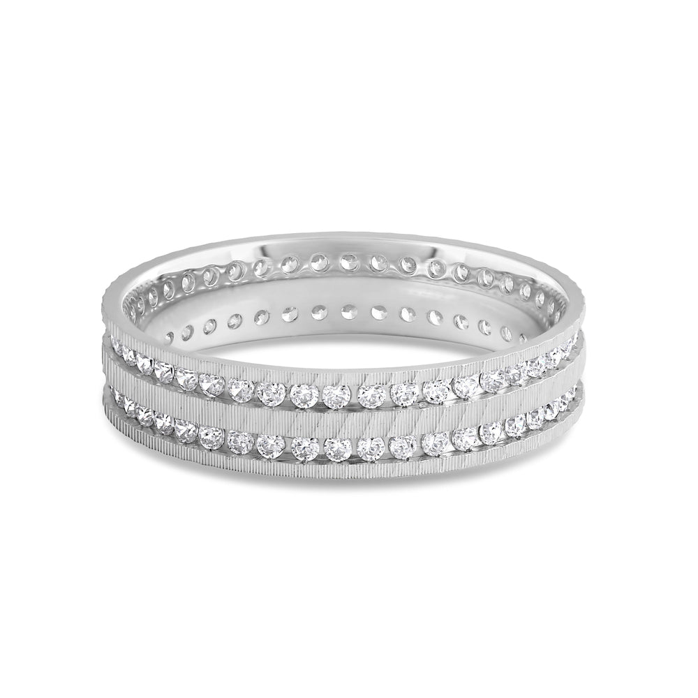 Layered Wave Men's Ring with 18KT White Gold / Lab / 9/10 Cut Diamond in 14KT White Gold / Lab / 9/10 view 1
