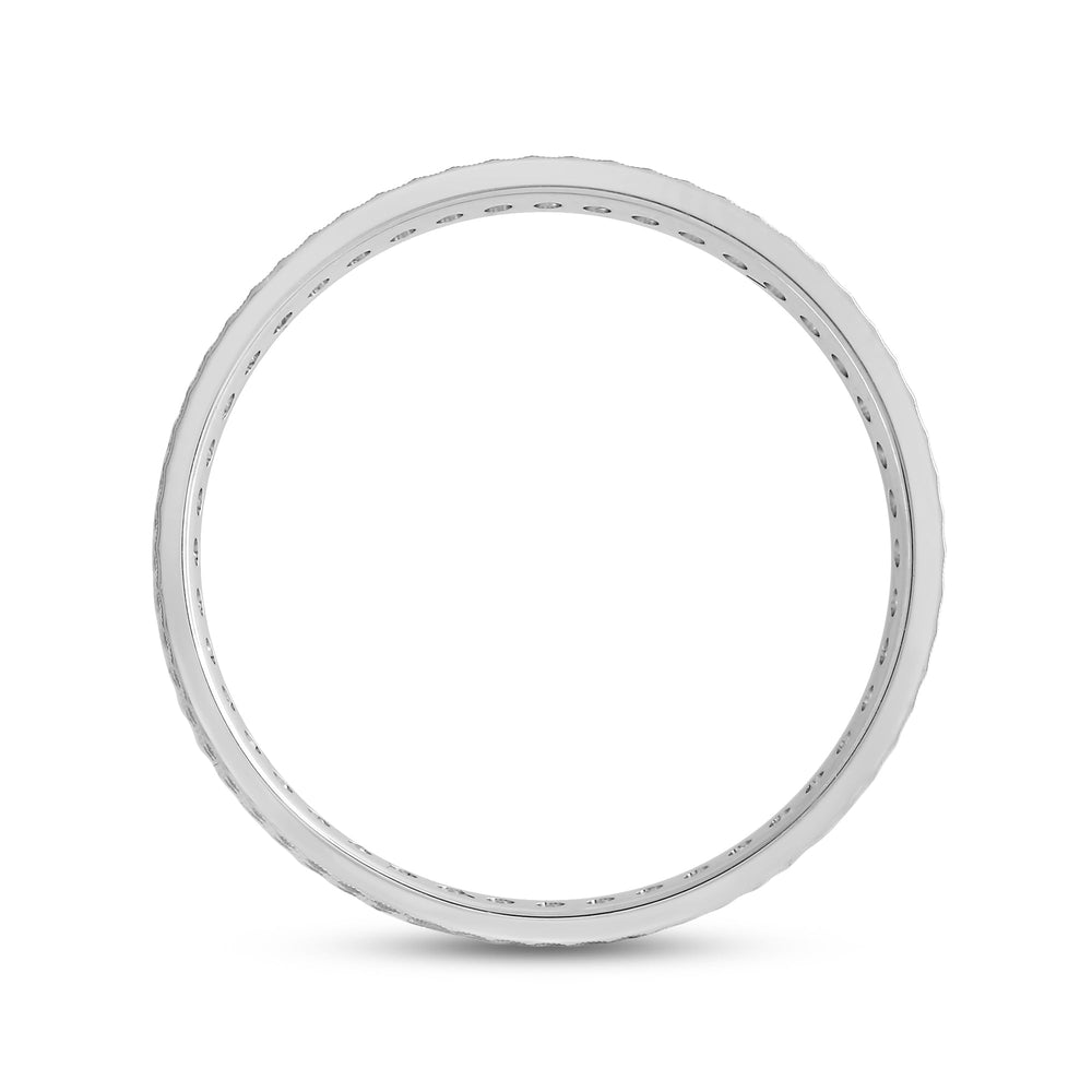 Layered Wave Men's Ring with 18KT White Gold / Lab / 9/10 Cut Diamond in 14KT White Gold / Lab / 9/10 view 2
