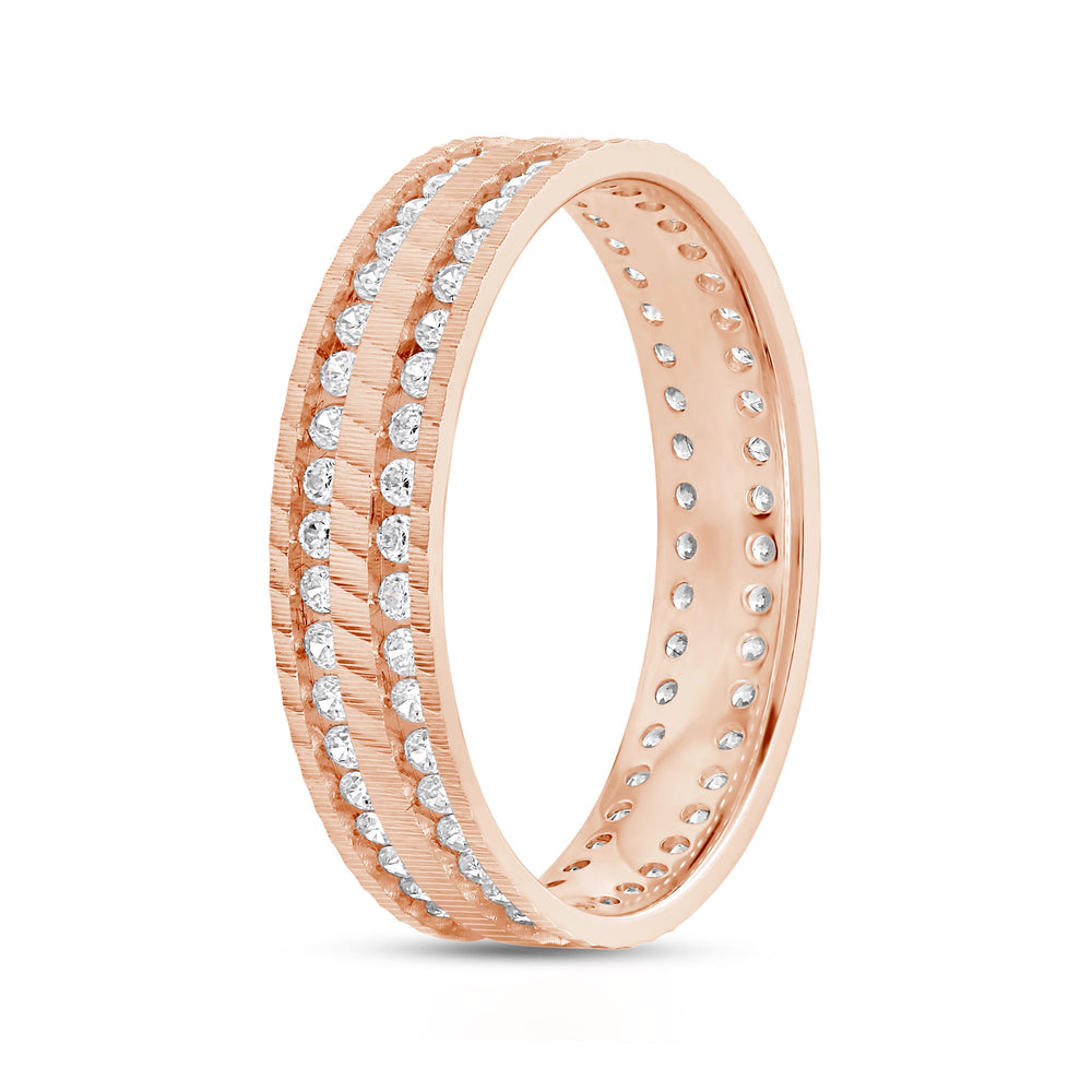 Layered Wave Men's Ring with 18KT Rose Gold / Lab / 9/10 Cut Diamond in 14KT Rose Gold / Lab / 9/10 view 3
