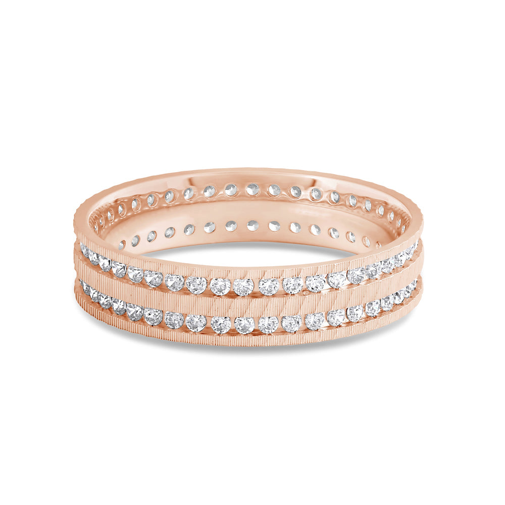 Layered Wave Men's Ring with 18KT Rose Gold / Lab / 9/10 Cut Diamond in 14KT Rose Gold / Lab / 9/10 view 1
