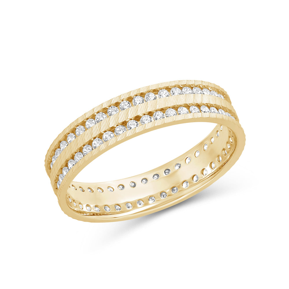 Layered Wave Men's Ring with 18KT Yellow Gold / Lab / 9/10 Cut Diamond in 14KT Yellow Gold / Lab / 9/10 view 4
