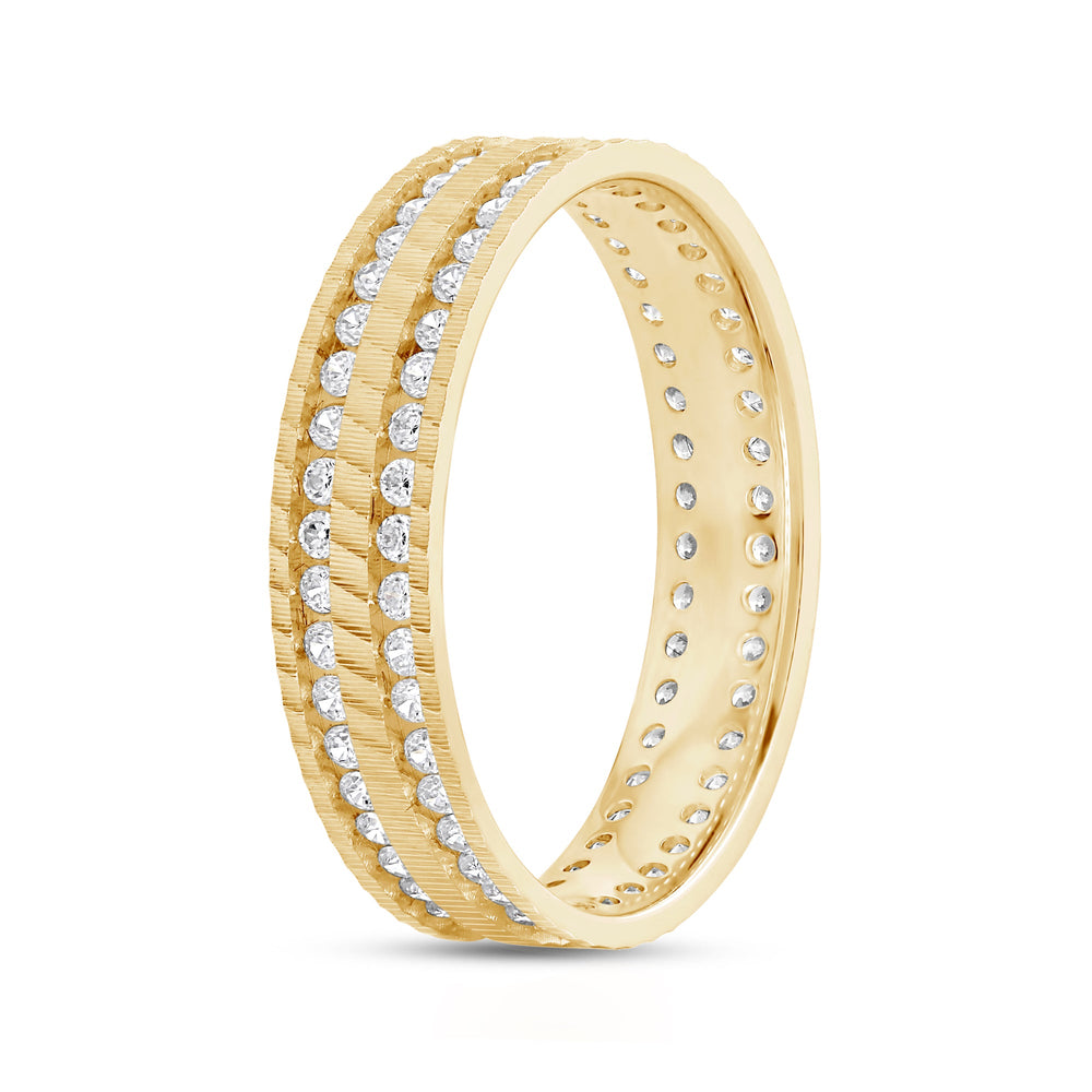 Layered Wave Men's Ring with 18KT Yellow Gold / Lab / 9/10 Cut Diamond in 14KT Yellow Gold / Lab / 9/10 view 3
