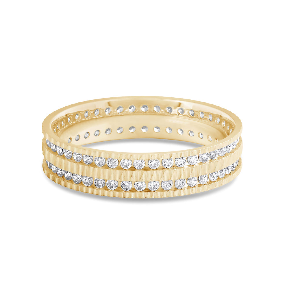 Layered Wave Men's Ring with 18KT Yellow Gold / Lab / 9/10 Cut Diamond in 14KT Yellow Gold / Lab / 9/10 view 1
