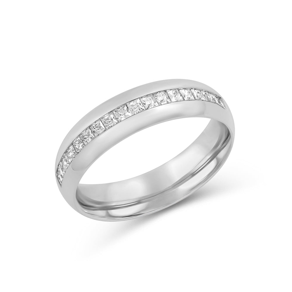 Dome Diamond Horizon Men's Ring with 18KT White Gold / Lab / 3/4 Cut Diamond in 14KT White Gold / Lab / 3/4 view 3
