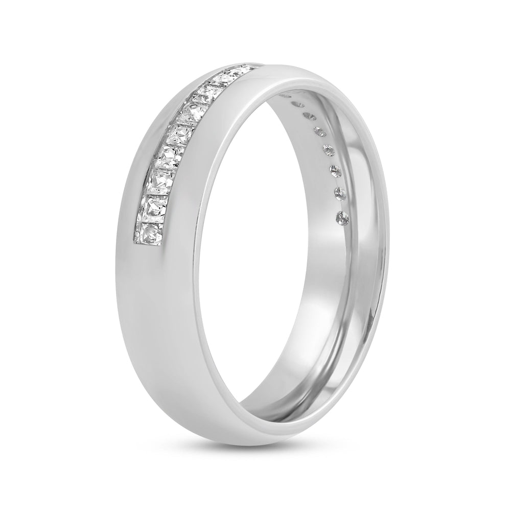 Dome Diamond Horizon Men's Ring with 18KT White Gold / Lab / 3/4 Cut Diamond in 14KT White Gold / Lab / 3/4 view 4
