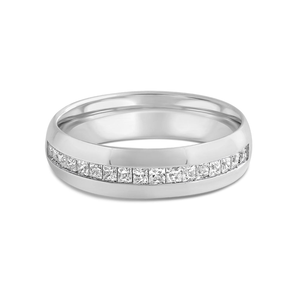 Dome Diamond Horizon Men's Ring with 18KT White Gold / Lab / 3/4 Cut Diamond in 14KT White Gold / Lab / 3/4 view 1
