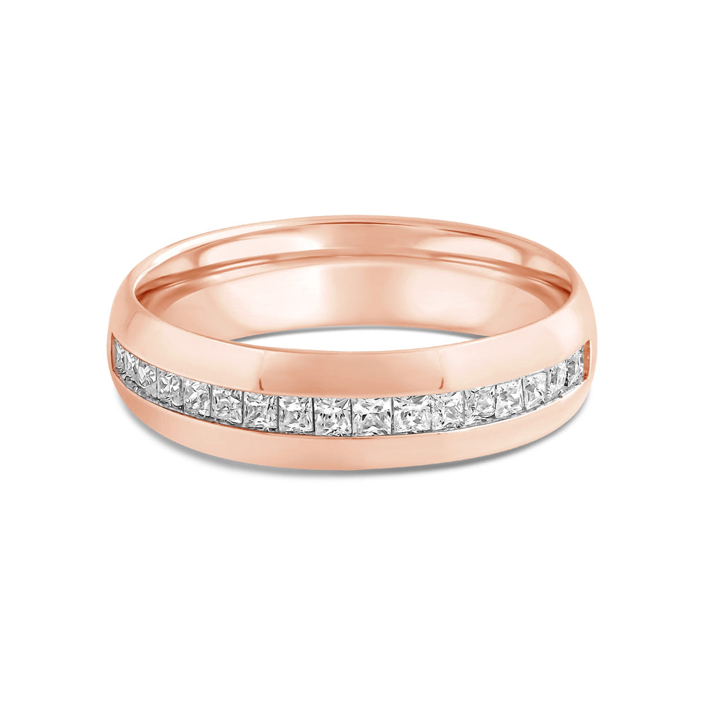 Dome Diamond Horizon Men's Ring with 18KT Rose Gold / Lab / 3/4 Cut Diamond in 14KT Rose Gold / Lab / 3/4 view 1
