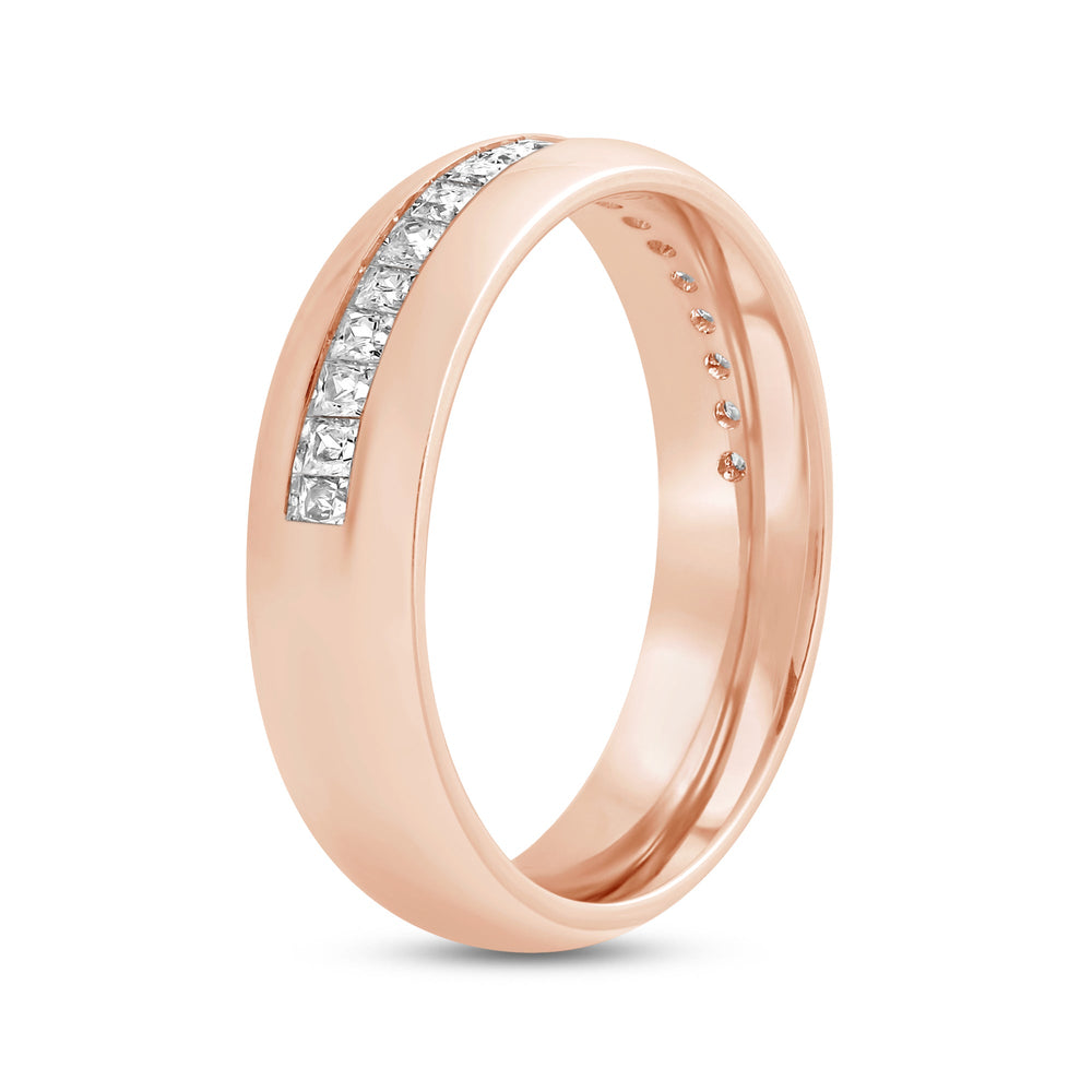 Dome Diamond Horizon Men's Ring with 18KT Rose Gold / Lab / 3/4 Cut Diamond in 14KT Rose Gold / Lab / 3/4 view 4
