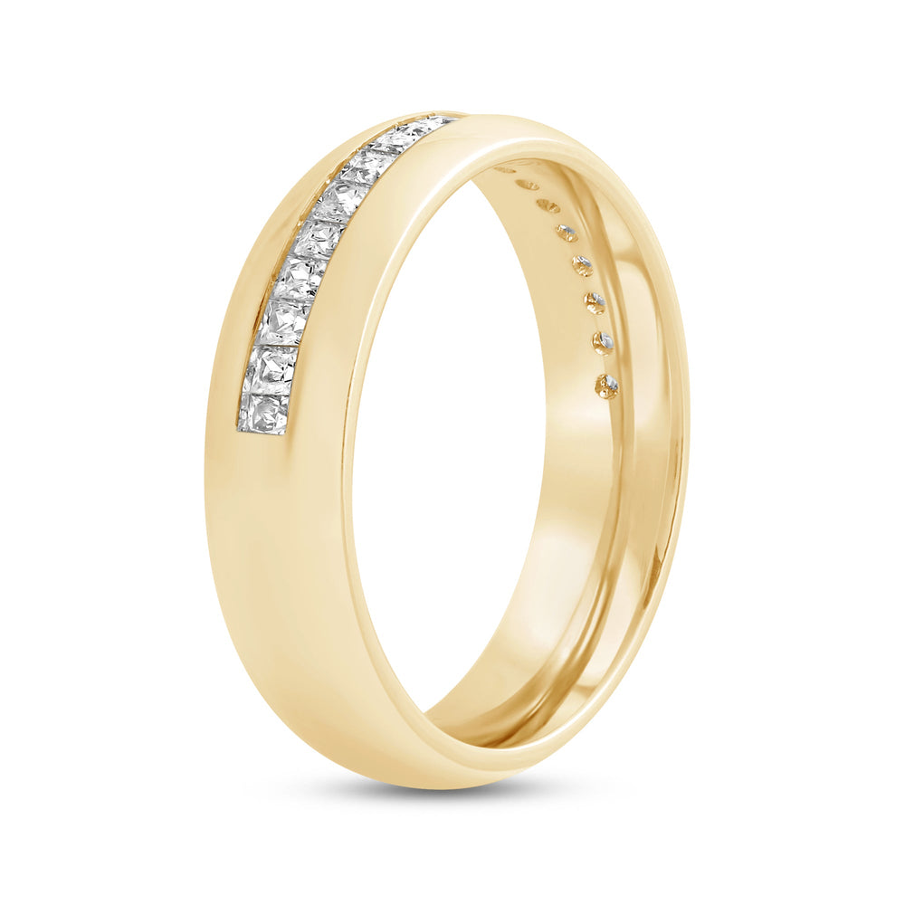 Dome Diamond Horizon Men's Ring with 18KT Yellow Gold / Lab / 3/4 Cut Diamond in 14KT Yellow Gold / Lab / 3/4 view 4
