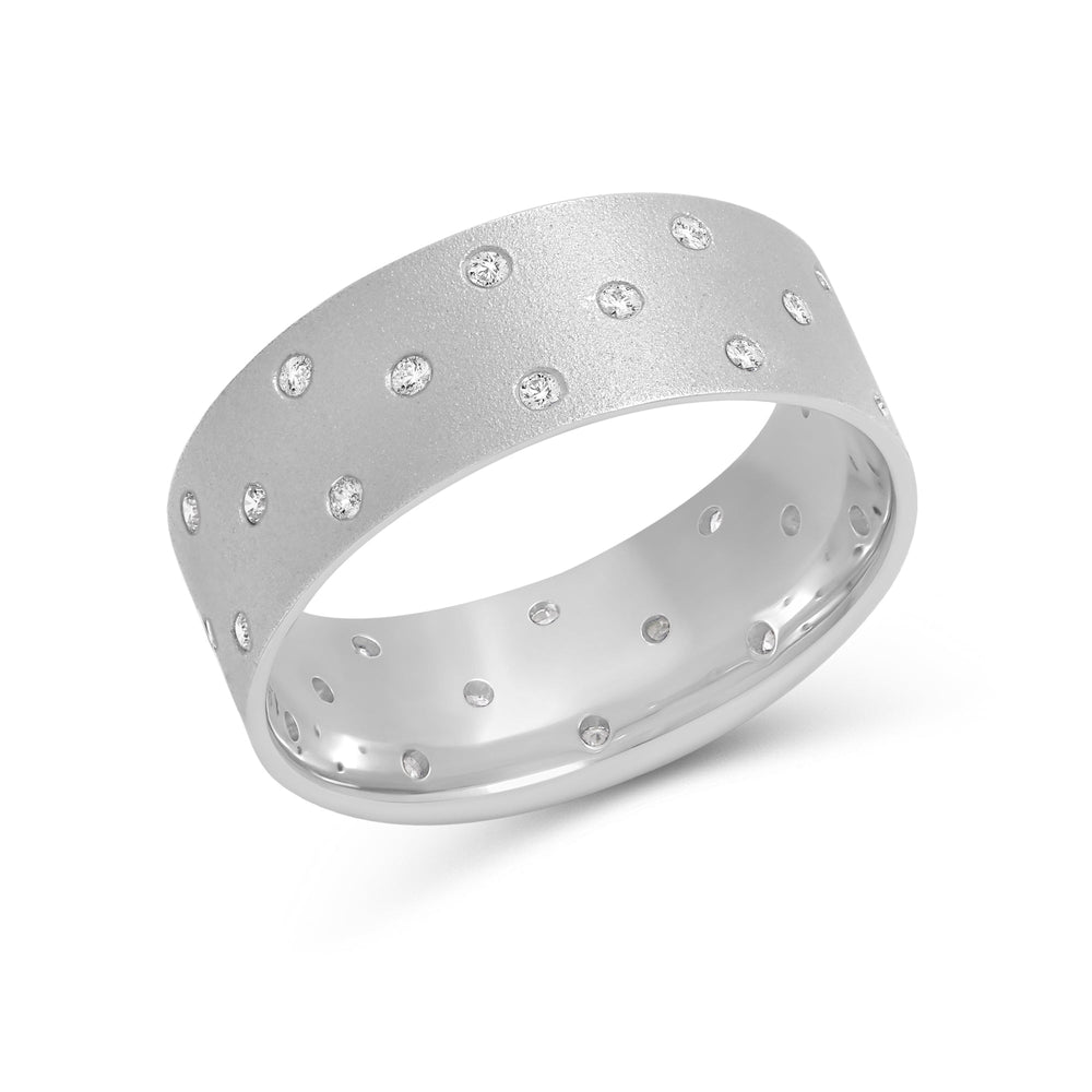 Studded Sandblast Men's Ring with 18KT White Gold / 8 Cut Diamond in 14KT White Gold / 8 view 3
