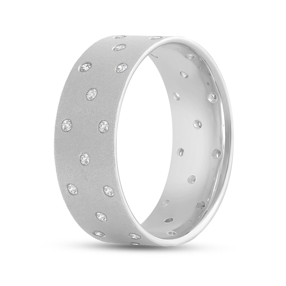 Studded Sandblast Men's Ring with 18KT White Gold / 8 Cut Diamond in 14KT White Gold / 8 view 4
