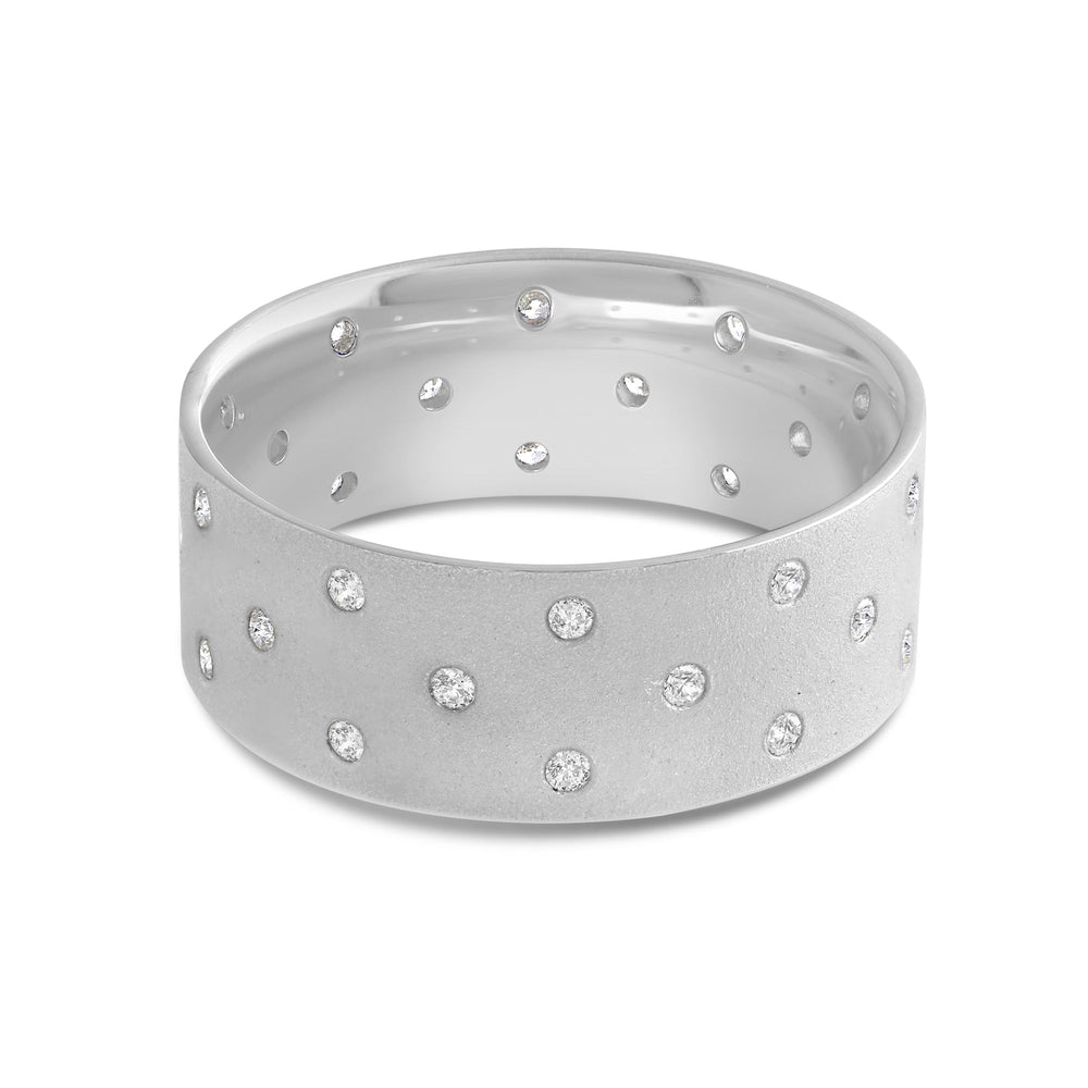 Studded Sandblast Men's Ring with 18KT White Gold / 8 Cut Diamond in 14KT White Gold / 8 view 1
