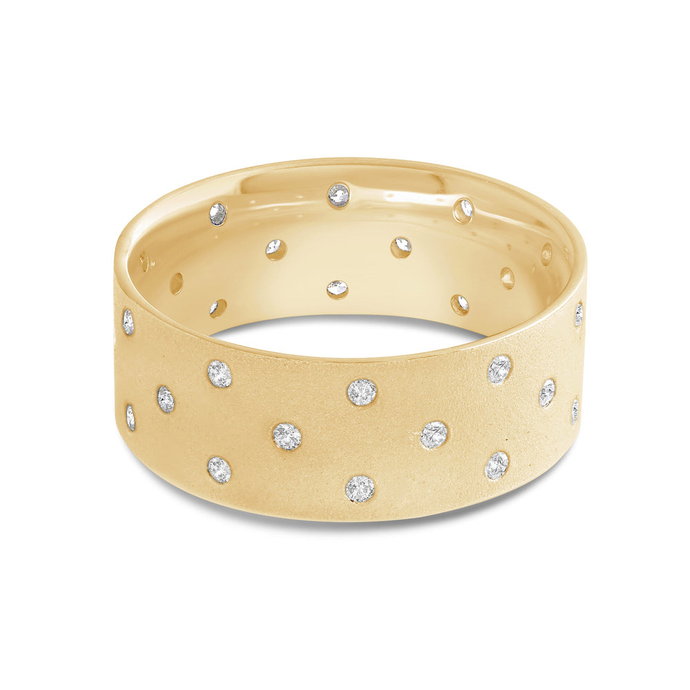 Studded Sandblast Men's Ring with 18KT Yellow Gold / 8 Cut Diamond in 14KT Yellow Gold / 8 view 1

