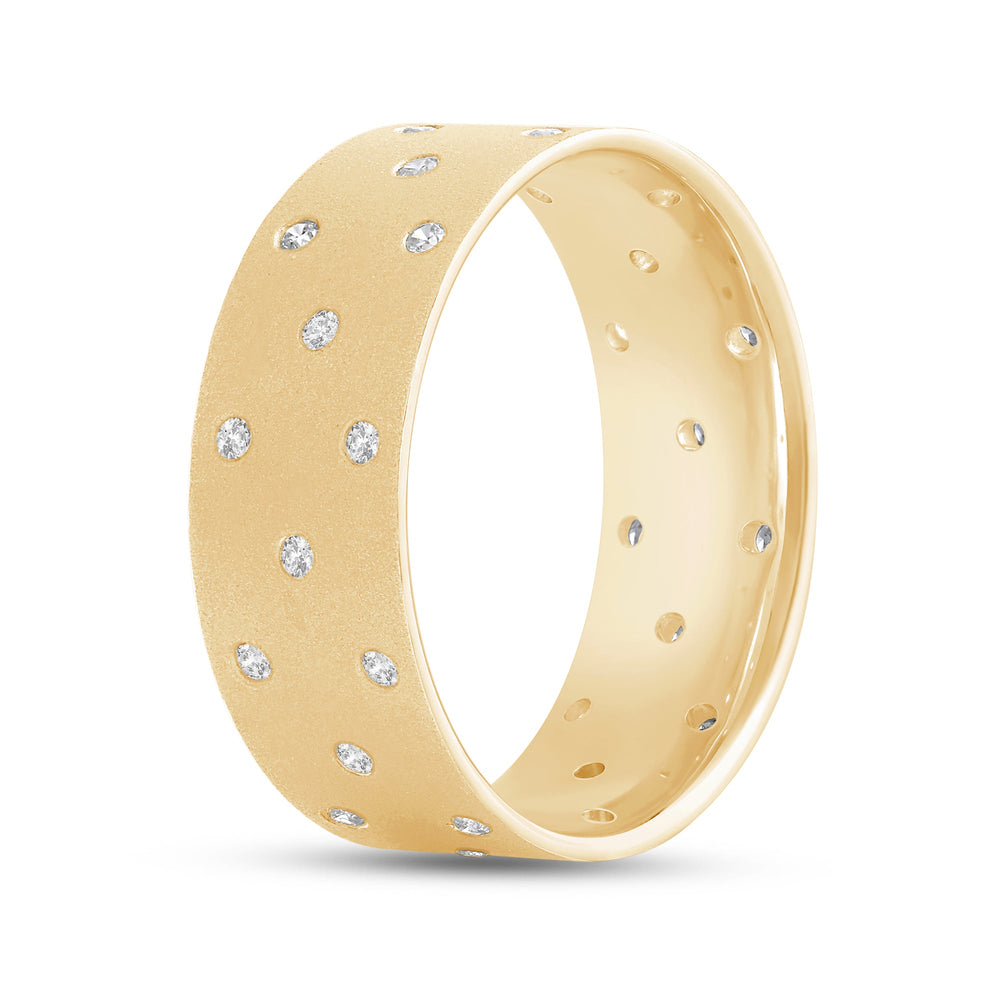 Studded Sandblast Men's Ring with 18KT Yellow Gold / 8 Cut Diamond in 14KT Yellow Gold / 8 view 4
