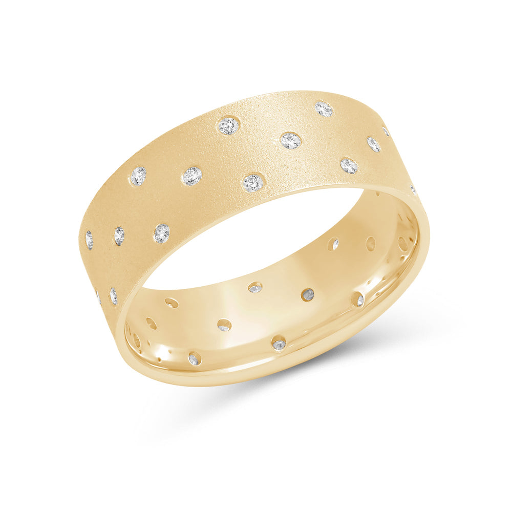 Studded Sandblast Men's Ring with 18KT Yellow Gold / 8 Cut Diamond in 14KT Yellow Gold / 8 view 3
