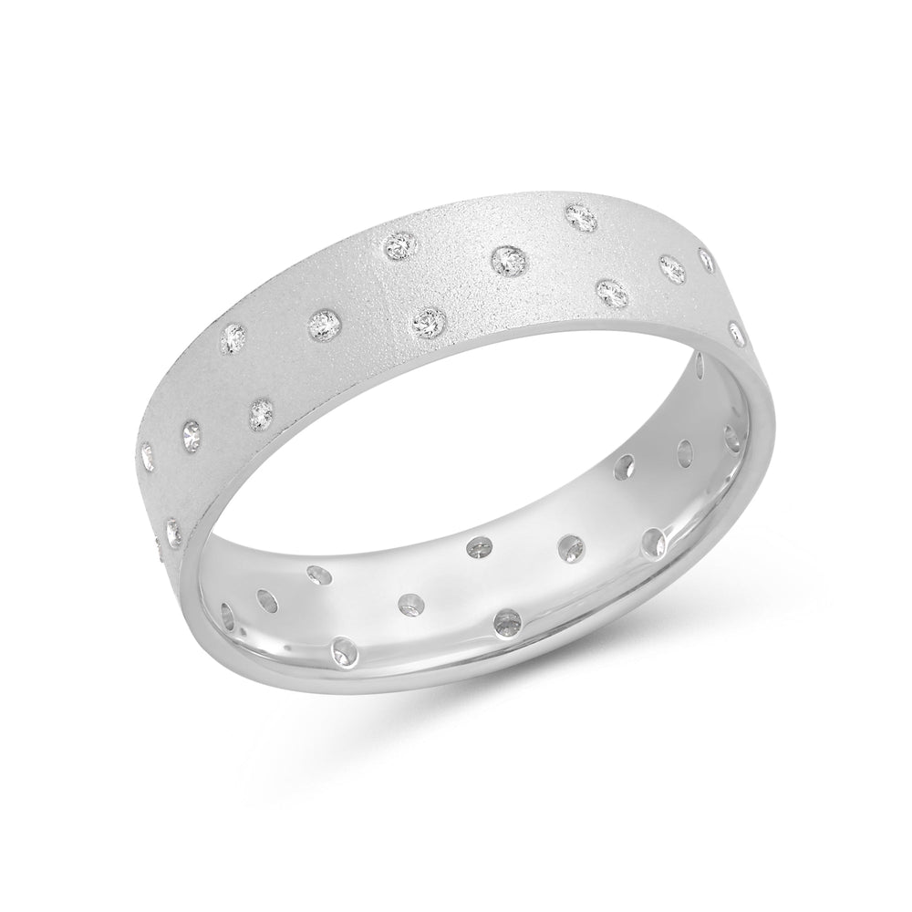 Studded Sandblast Men's Ring with 18KT White Gold / 5.8 Cut Diamond in 14KT White Gold / 5.8 view 3
