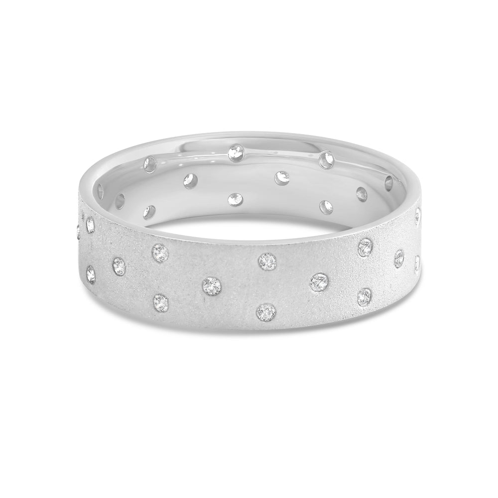 Studded Sandblast Men's Ring with 18KT White Gold / 5.8 Cut Diamond in 14KT White Gold / 5.8 view 1

