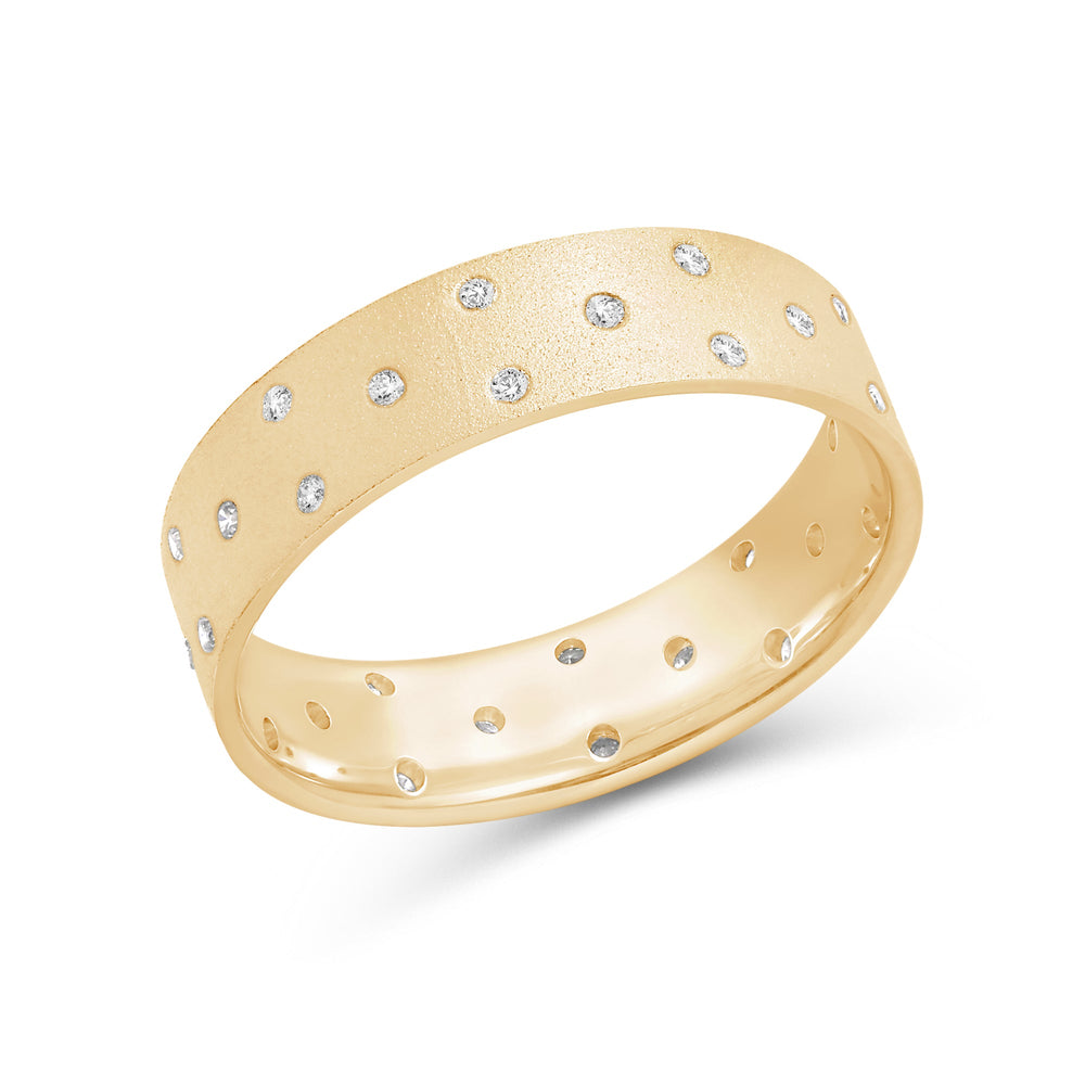 Studded Sandblast Men's Ring with 18KT Yellow Gold / 5.8 Cut Diamond in 14KT Yellow Gold / 5.8 view 3
