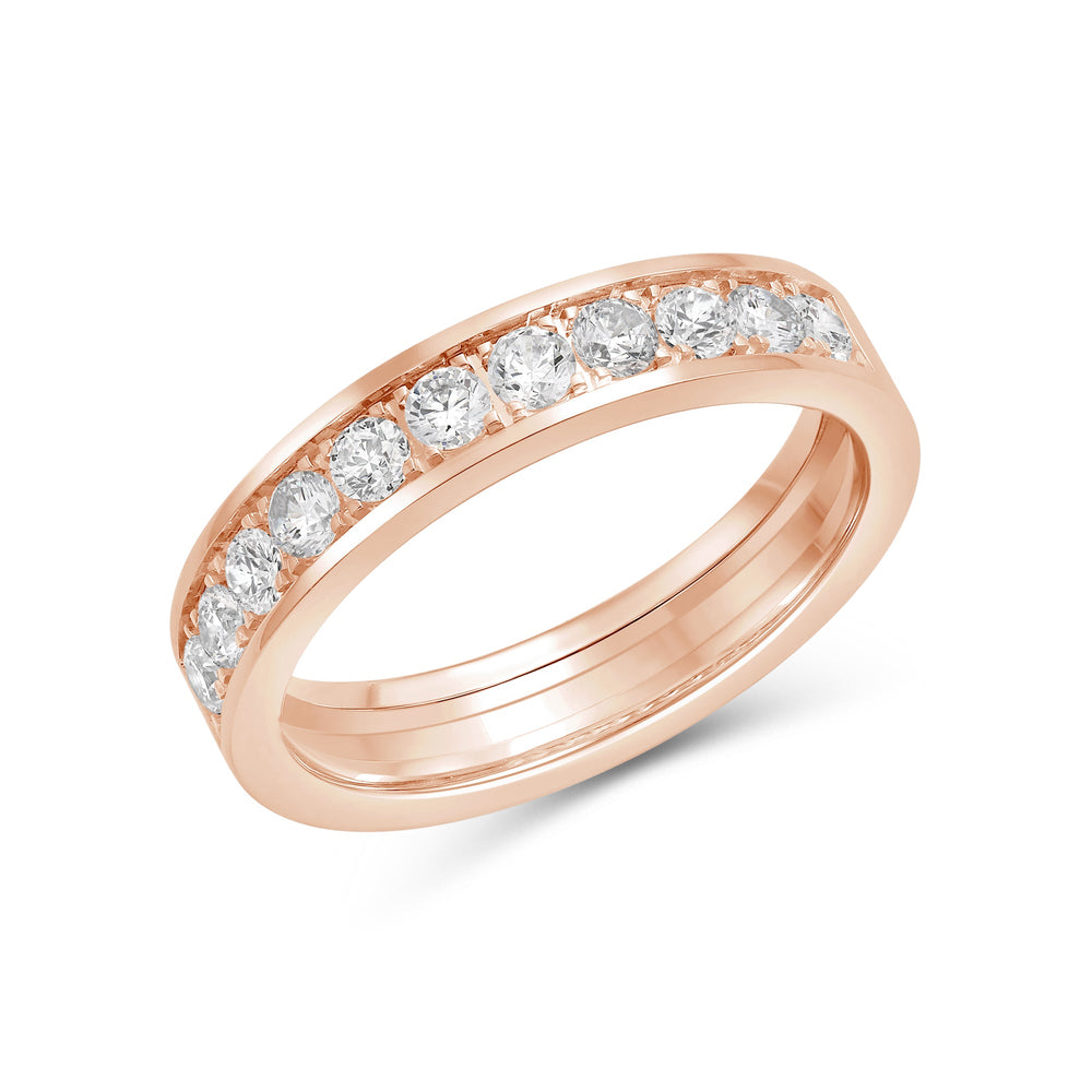Round Diamond Men's Ring with 18KT Rose Gold / Lab / 1 Cut Diamond in 14KT Rose Gold / Lab / 1 view 3
