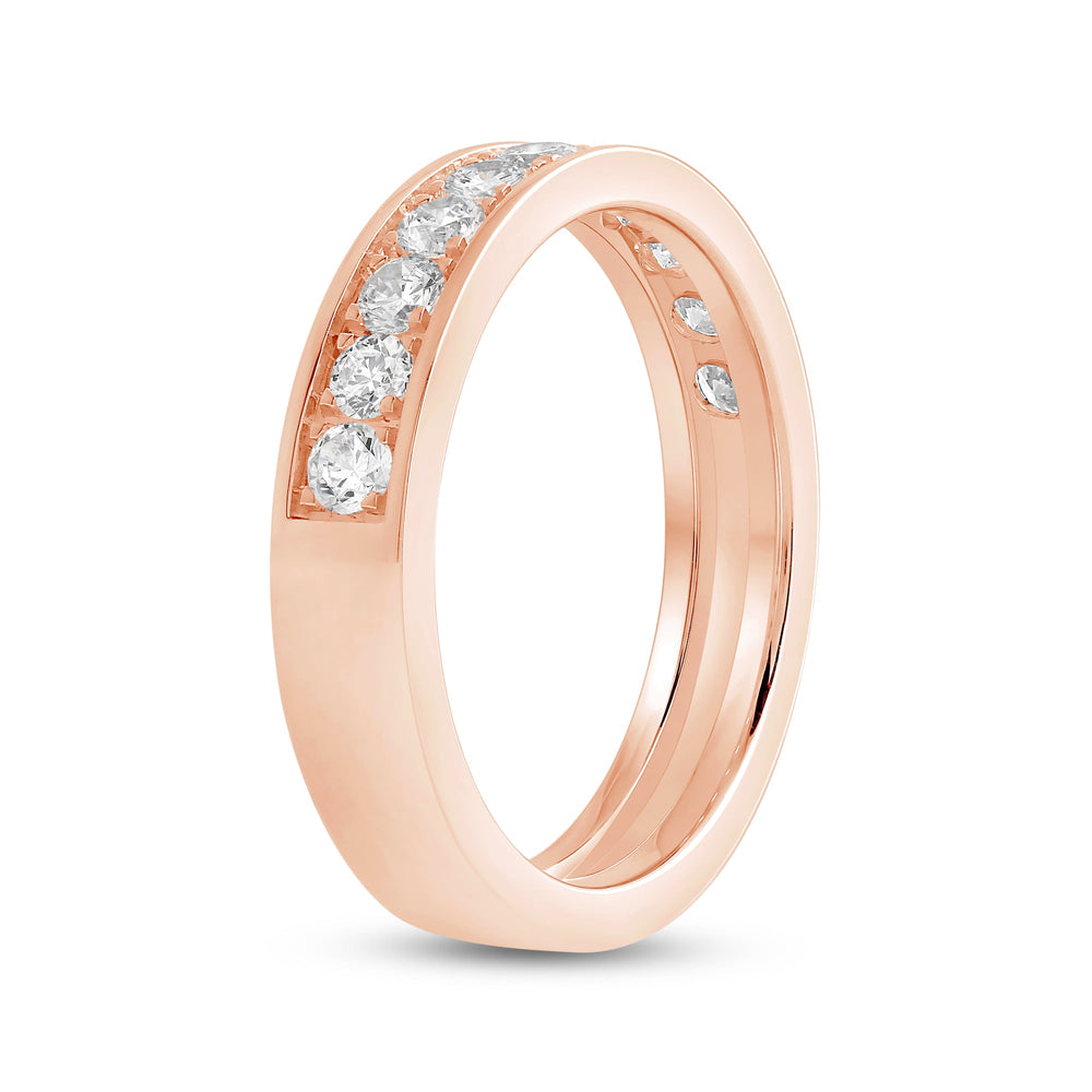 Round Diamond Men's Ring with 18KT Rose Gold / Lab / 1 Cut Diamond in 14KT Rose Gold / Lab / 1 view 4
