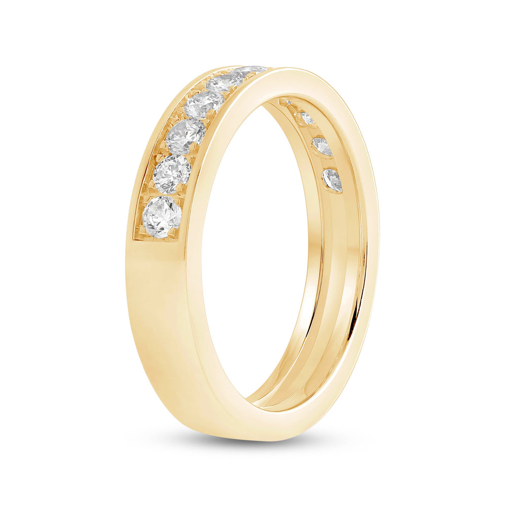 Round Diamond Men's Ring with 18KT Yellow Gold / Lab / 1 Cut Diamond in 14KT Yellow Gold / Lab / 1 view 4
