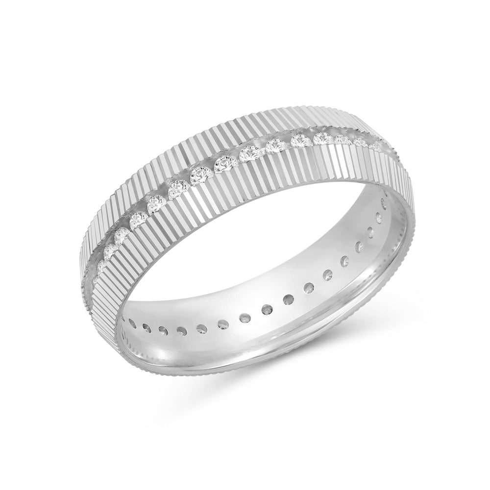 Fluted Frame Men's Ring with 18KT White Gold / Lab / 1/2 Cut Diamond in 14KT White Gold / Lab / 1/2 view 3
