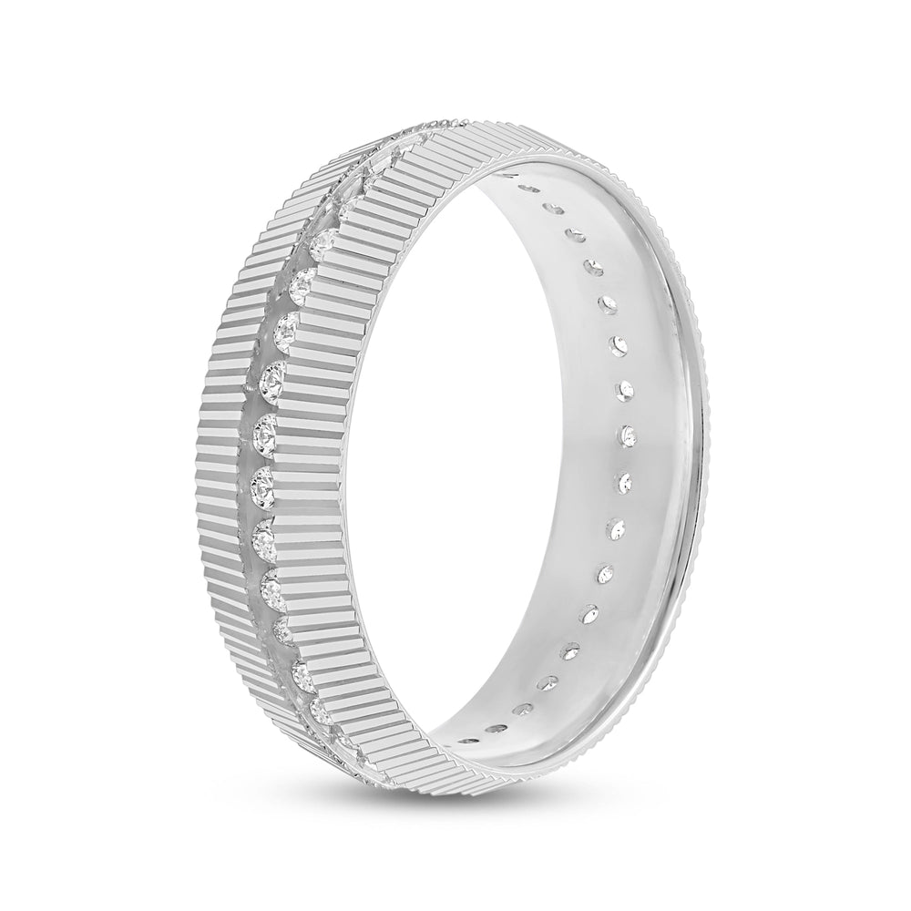 Fluted Frame Men's Ring with 18KT White Gold / Lab / 1/2 Cut Diamond in 14KT White Gold / Lab / 1/2 view 4
