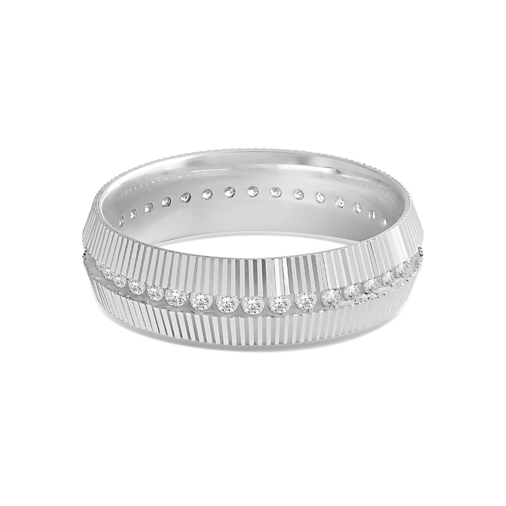 Fluted Frame Men's Ring with 18KT White Gold / Lab / 1/2 Cut Diamond in 14KT White Gold / Lab / 1/2 view 1
