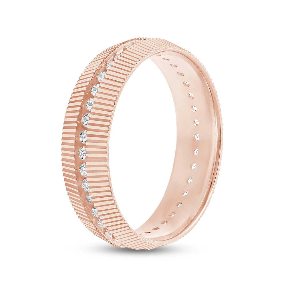 Fluted Frame Men's Ring with 18KT Rose Gold / Lab / 1/2 Cut Diamond in 14KT Rose Gold / Lab / 1/2 view 4
