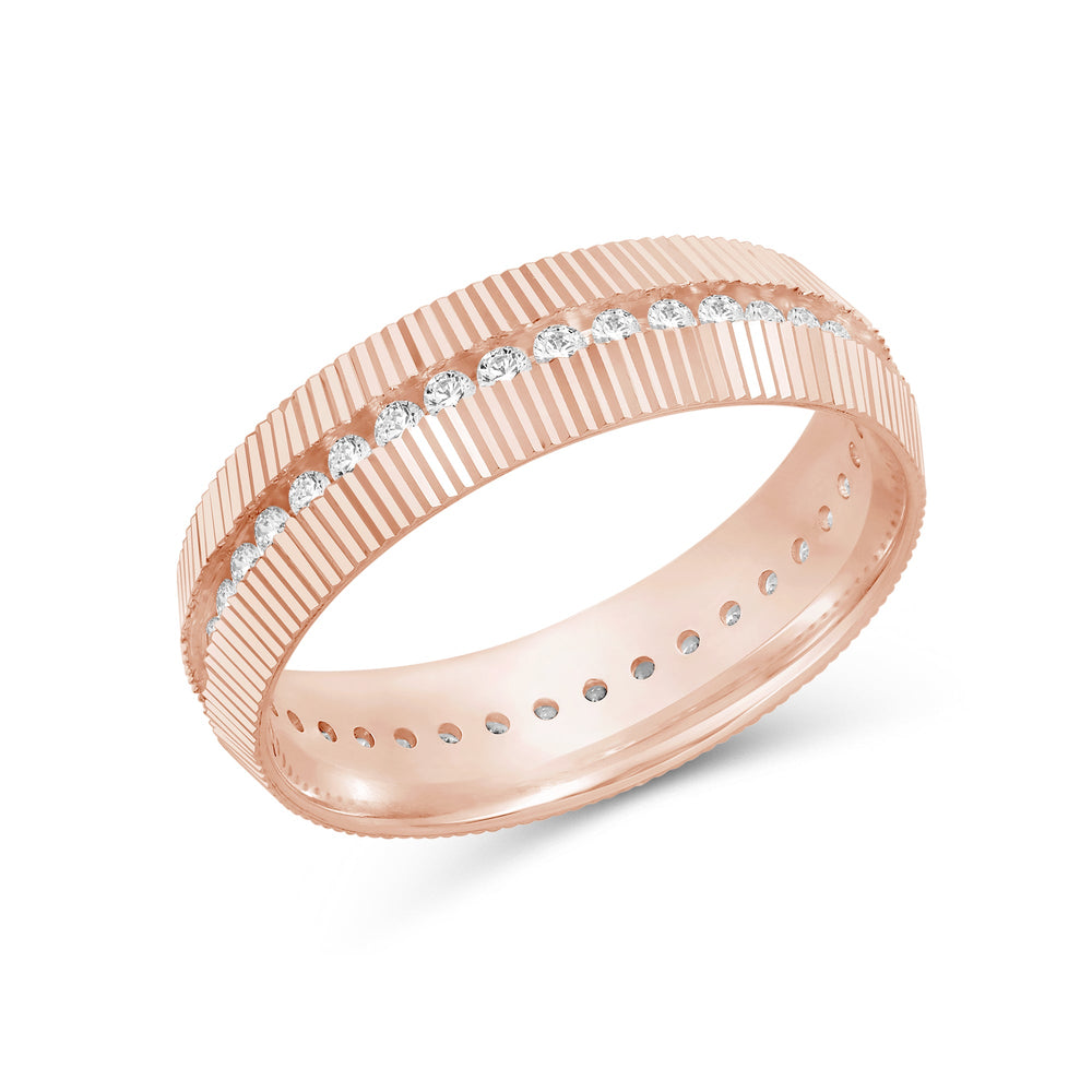 Fluted Frame Men's Ring with 18KT Rose Gold / Lab / 1/2 Cut Diamond in 14KT Rose Gold / Lab / 1/2 view 3
