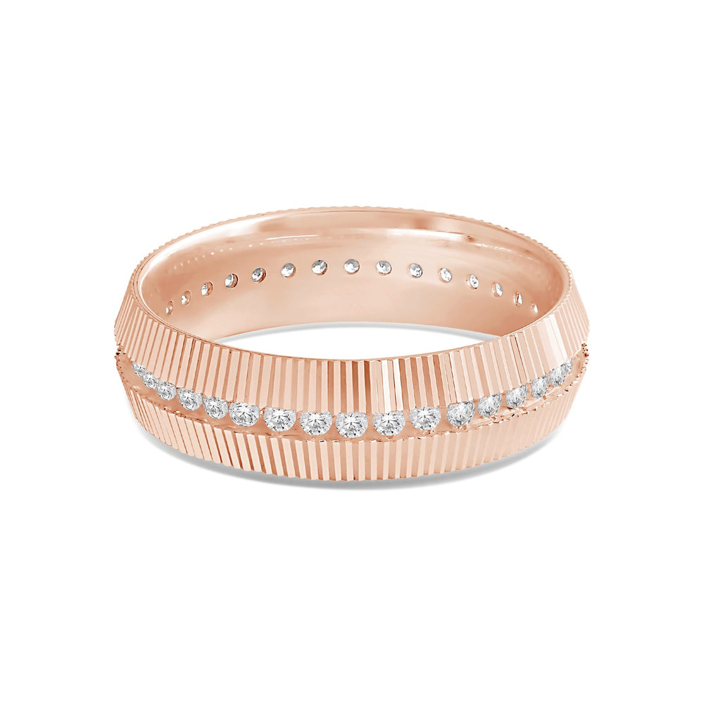 Fluted Frame Men's Ring with 18KT Rose Gold / Lab / 1/2 Cut Diamond in 14KT Rose Gold / Lab / 1/2 view 1
