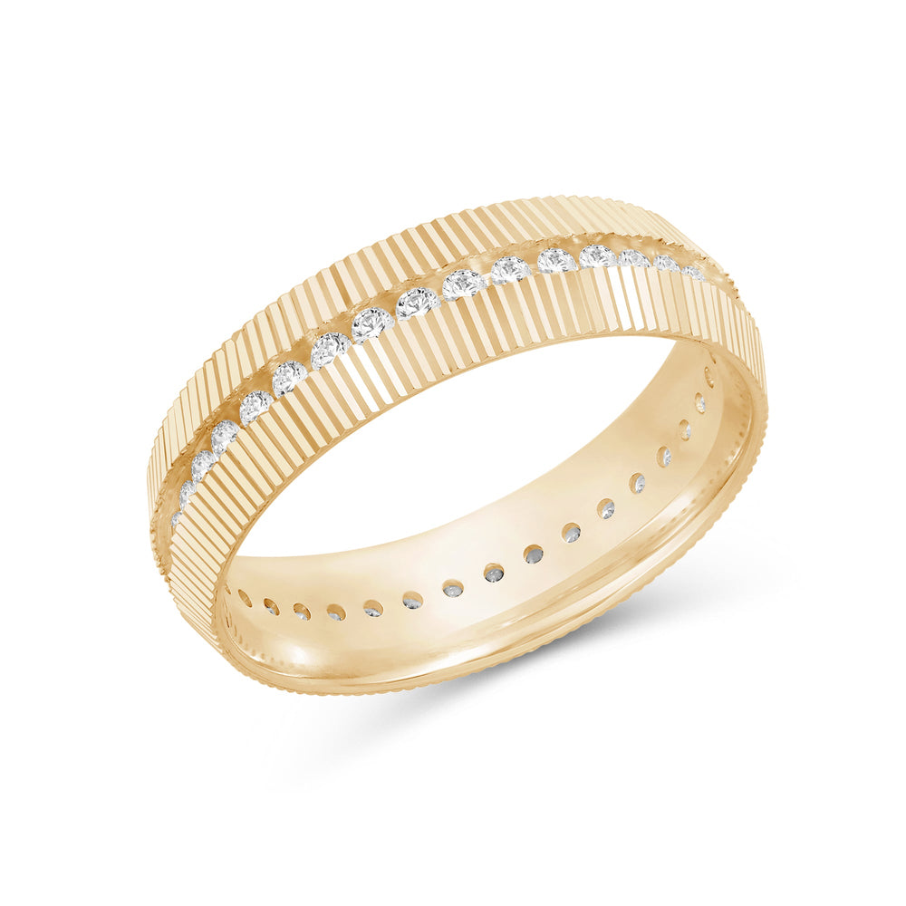 Fluted Frame Men's Ring with 18KT Yellow Gold / Lab / 1/2 Cut Diamond in 14KT Yellow Gold / Lab / 1/2 view 3
