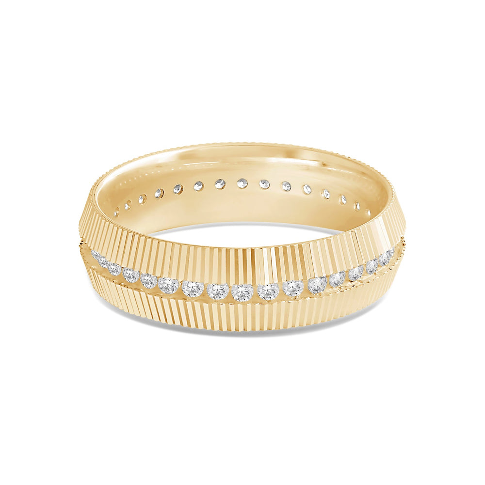 Fluted Frame Men's Ring with 18KT Yellow Gold / Lab / 1/2 Cut Diamond in 14KT Yellow Gold / Lab / 1/2 view 1
