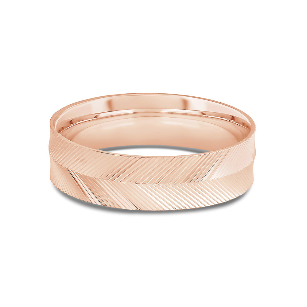 Ribbed Reverse Men's Ring with 18KT Rose Gold / 6 Cut Diamond in 14KT Rose Gold / 6 view 1
