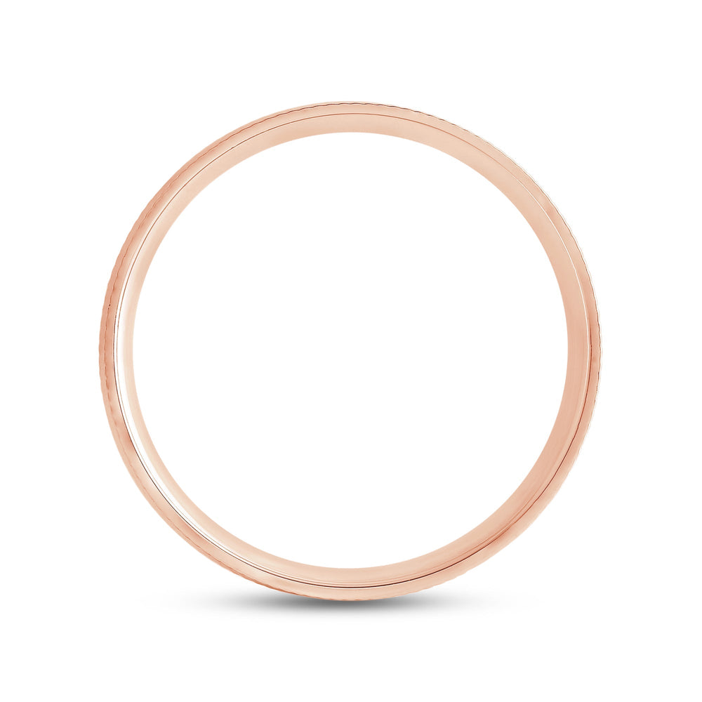 Ribbed Reverse Men's Ring with 18KT Rose Gold / 6 Cut Diamond in 14KT Rose Gold / 6 view 2
