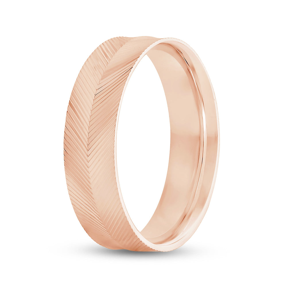 Ribbed Reverse Men's Ring with 18KT Rose Gold / 6 Cut Diamond in 14KT Rose Gold / 6 view 3
