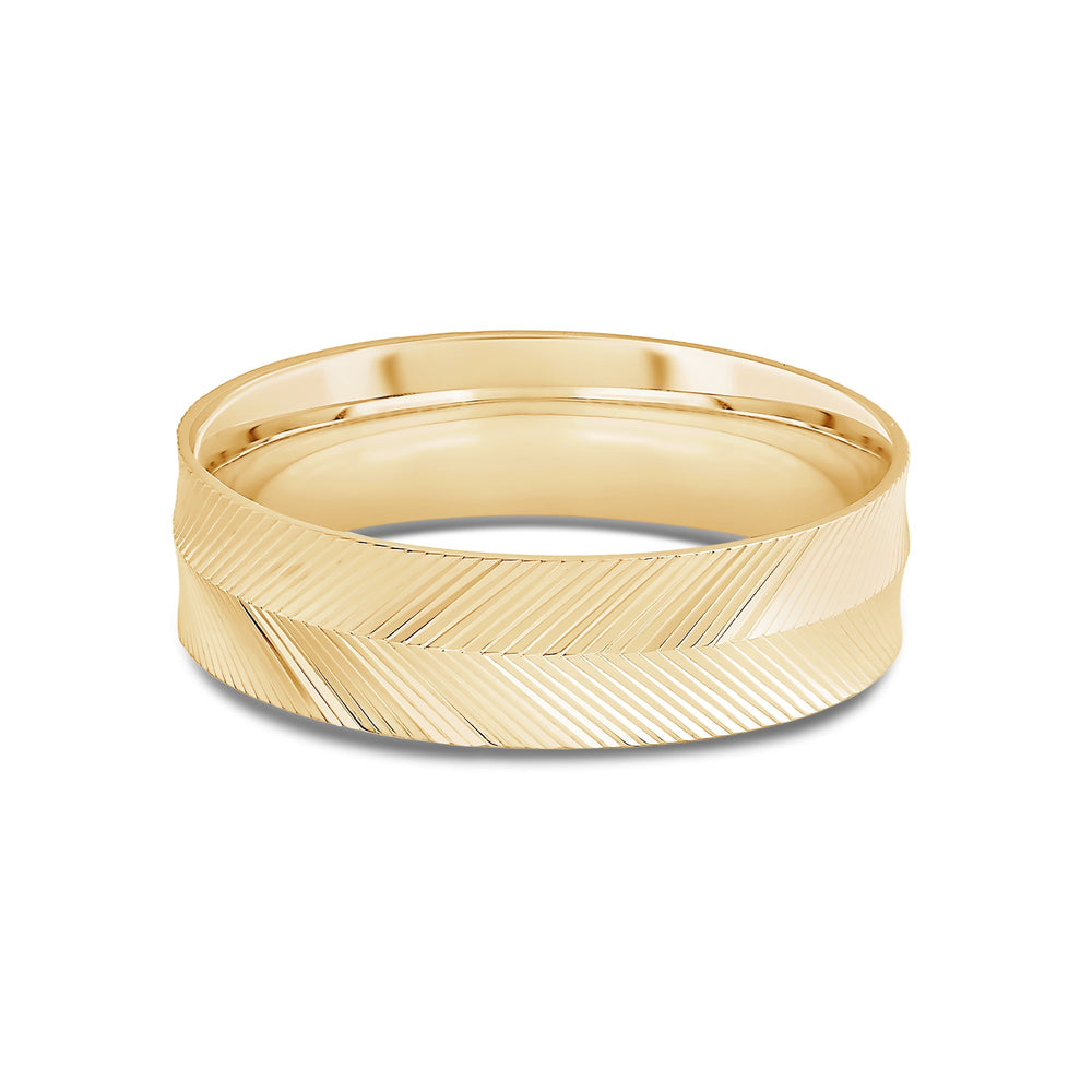 Ribbed Reverse Men's Ring with 18KT Yellow Gold / 6 Cut Diamond in 14KT Yellow Gold / 6 view 1
