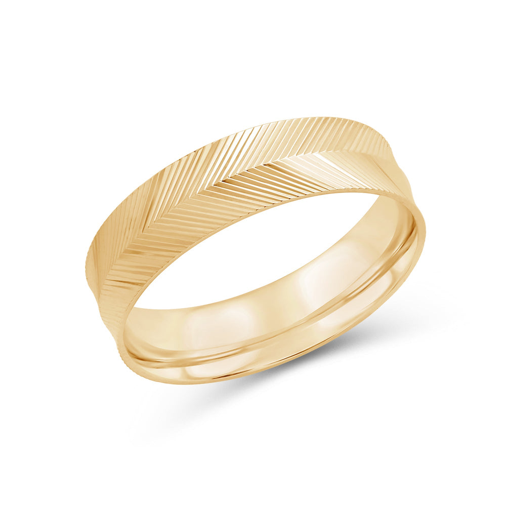 Ribbed Reverse Men's Ring with 18KT Yellow Gold / 6 Cut Diamond in 14KT Yellow Gold / 6 view 4
